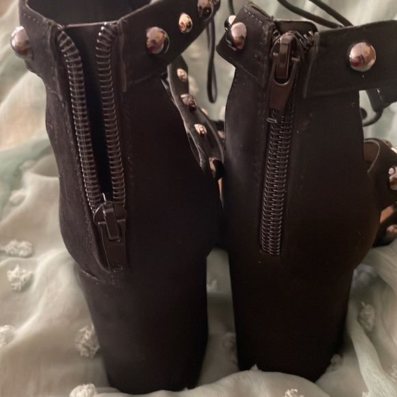 Express Black and Silver Strappy Heels with Studded Details - Picture 4 of 9